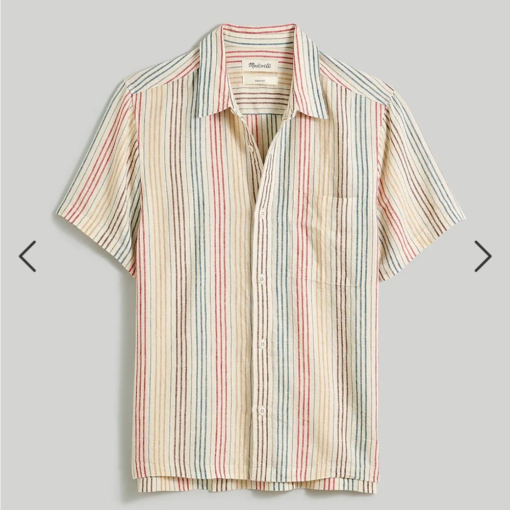 Madewell Easy Short-Sleeve Shirt in Multi Stripe XS